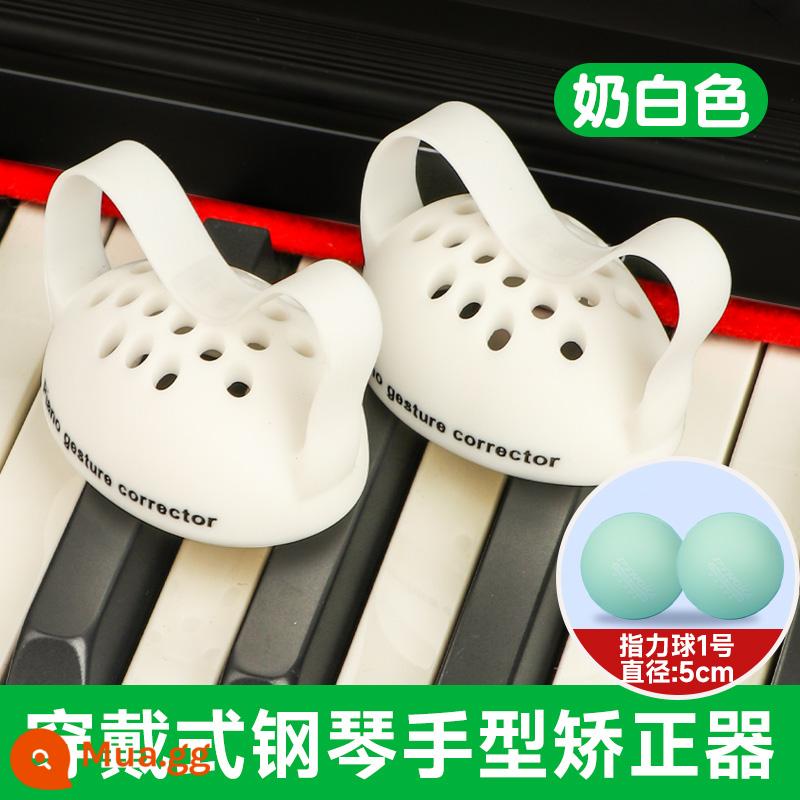 Đàn Piano Tay Sửa Tay Luyện Ngón Tay Bóng Trẻ Em Chống Sụp Đổ Cổ Tay Thực Hành Hiện Vật Phụ Trợ Cầm Bóng Gấp Ngón Tay - Màu trắng sữa + bóng tập ngón tay (hai quả bóng 5CM))