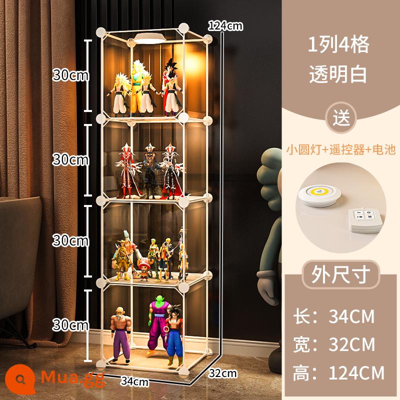 Tủ trưng bày mô hình Lego trang trí nhà cửa lưu trữ kính giả acrylic hộp đồ chơi khối xây dựng mô hình trong suốt tủ - 4 lưới [Ưu đãi đặc biệt cho hình chính]❤ Tặng kèm bộ đèn điều khiển từ xa (bao gồm pin)