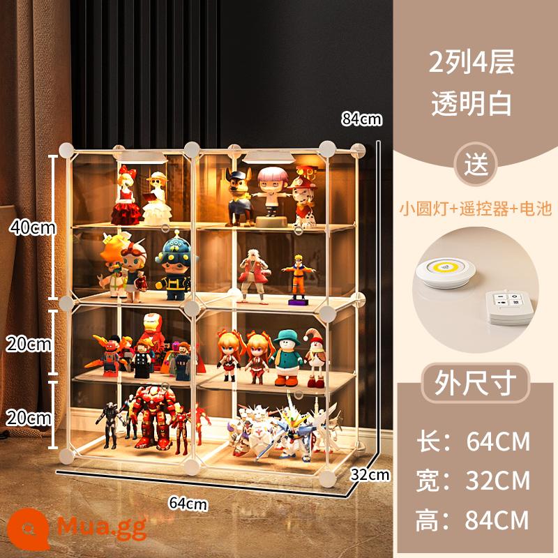 Tủ trưng bày mô hình Lego trang trí nhà cửa lưu trữ kính giả acrylic hộp đồ chơi khối xây dựng mô hình trong suốt tủ - 2 cột và 4 lớp [tổng thể có độ trong suốt cao] ❤ Tặng kèm 2 bộ đèn điều khiển từ xa (bao gồm pin)