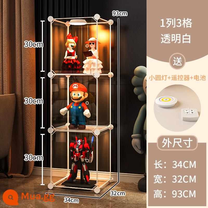 Tủ trưng bày mô hình Lego trang trí nhà cửa lưu trữ kính giả acrylic hộp đồ chơi khối xây dựng mô hình trong suốt tủ - 3 lưới [tổng thể có độ trong suốt cao] ❤ Tặng kèm bộ đèn điều khiển từ xa (bao gồm pin)