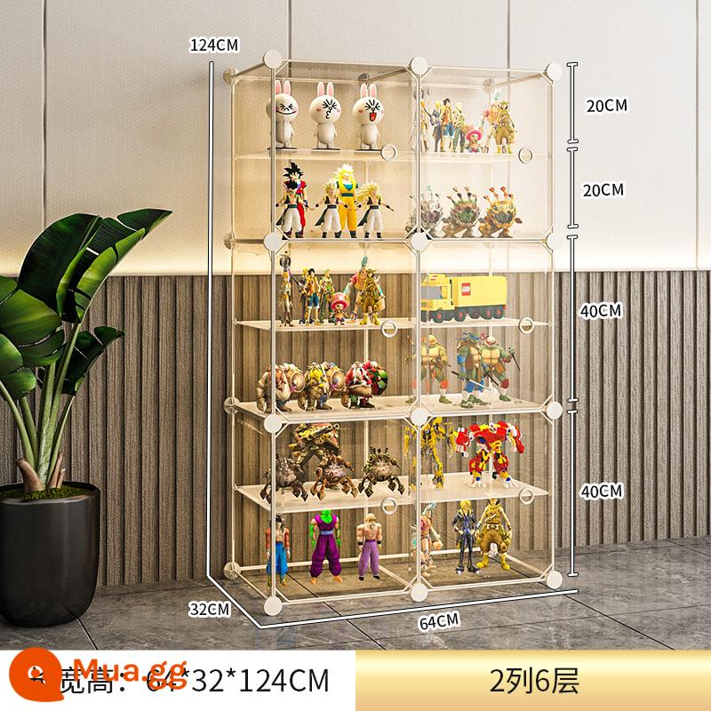 Tủ trưng bày mô hình Lego trang trí nhà cửa lưu trữ kính giả acrylic hộp đồ chơi khối xây dựng mô hình trong suốt tủ - Mẫu 2 cột 6 lớp [cửa siêu trong] mẫu bán chạy ♥ tủ trưng bày mẫu