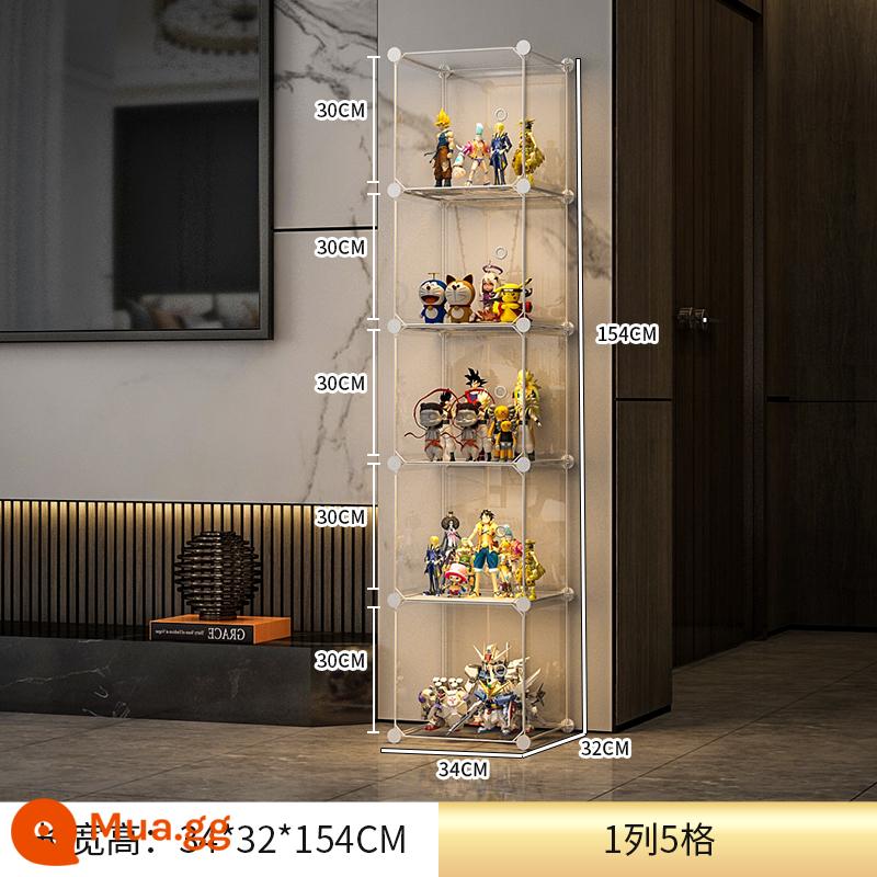 Tủ trưng bày mô hình Lego trang trí nhà cửa lưu trữ kính giả acrylic hộp đồ chơi khối xây dựng mô hình trong suốt tủ - 5 lưới [độ trong suốt cao] chung cho tất cả các dòng mô hình