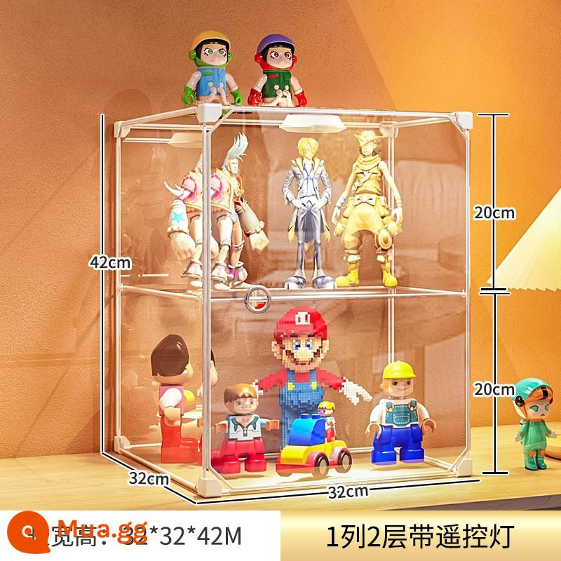 Tủ trưng bày mô hình Lego trang trí nhà cửa lưu trữ kính giả acrylic hộp đồ chơi khối xây dựng mô hình trong suốt tủ - 1 hàng và 2 lớp [độ phân giải tổng thể cao] ❤ Tặng kèm bộ đèn điều khiển từ xa (bao gồm pin)