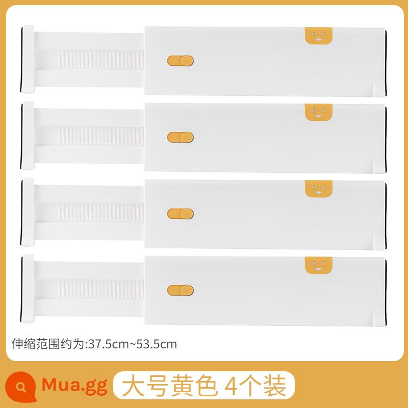 Ngăn kéo lưu trữ bảng phân vùng bảng phân vùng nhựa hiện vật đồ lót tất hoàn thiện phân vùng kết hợp miễn phí vách ngăn kính thiên văn - Màu vàng cỡ lớn 4 miếng [có thể thu vào 37,5 ~ 53,5CM]