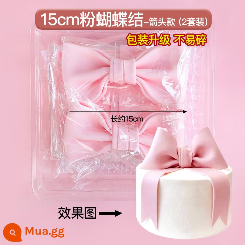 Fondant Nơ Thành Trung Quốc Đính Hôn Bánh Cưới Trang Trí Hạnh Phúc Nhân Đôi Socola Hạnh Phúc Bàn Tráng Miệng Phụ Kiện - Bộ 2 ruy băng màu hồng 15cm