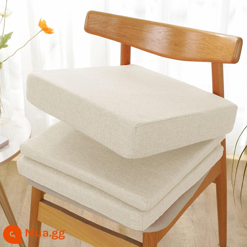 Đệm ghế tùy chỉnh cho văn phòng tại nhà Ghế sofa bằng gỗ gụ Ghế ăn dành cho sinh viên đặc biệt chống trượt đệm mông bằng gỗ nguyên khối nâng cao chiều cao ghế - vải lanh màu be