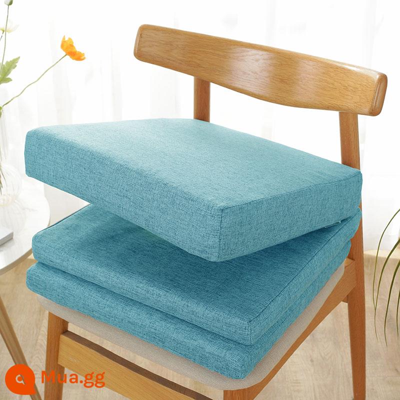 Đệm ghế tùy chỉnh cho văn phòng tại nhà Ghế sofa bằng gỗ gụ Ghế ăn dành cho sinh viên đặc biệt chống trượt đệm mông bằng gỗ nguyên khối nâng cao chiều cao ghế - vải lanh màu xanh ngọc lục bảo