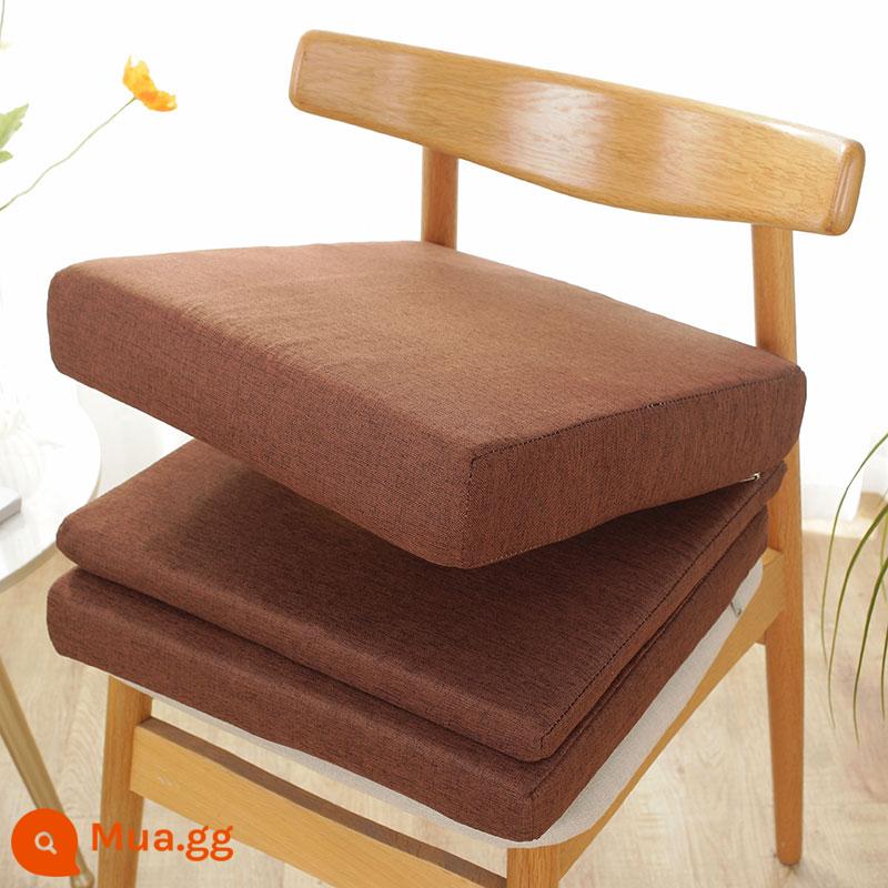 Đệm ghế tùy chỉnh cho văn phòng tại nhà Ghế sofa bằng gỗ gụ Ghế ăn dành cho sinh viên đặc biệt chống trượt đệm mông bằng gỗ nguyên khối nâng cao chiều cao ghế - vải lanh màu nâu