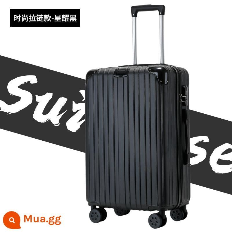 Shunfeng phổ bánh xe vali 20 inch nữ và nam học sinh khung nhôm trường hợp xe đẩy sức chứa lớn vali da vali vali - Star Black 1602 Kiểu Dây Kéo (đi kèm bìa hộp + decal)