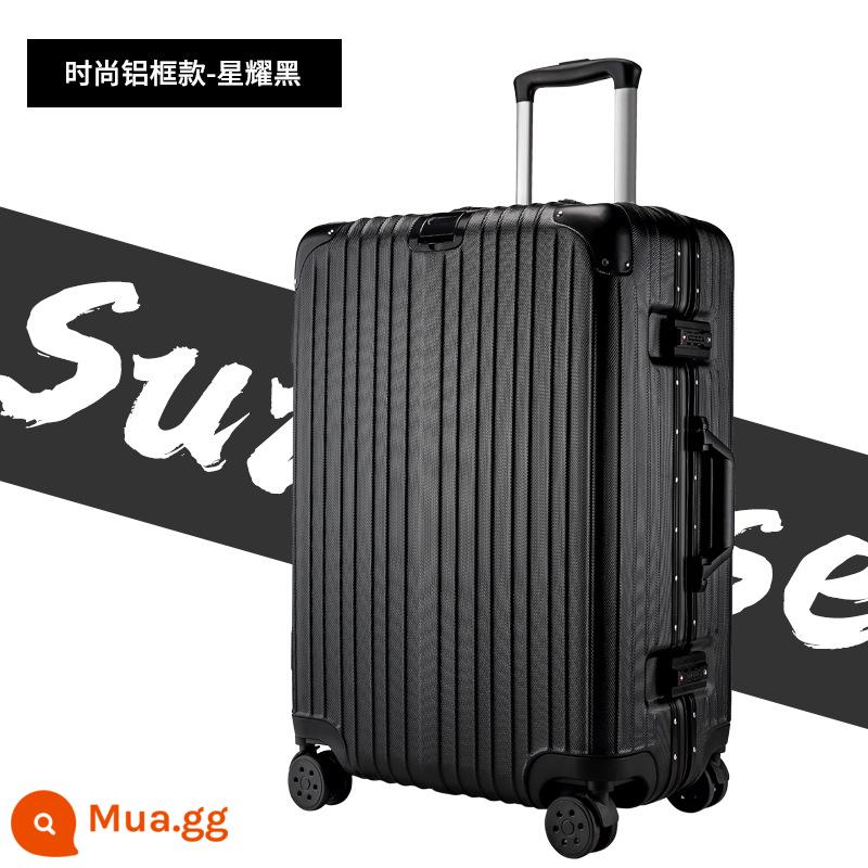 Shunfeng phổ bánh xe vali 20 inch nữ và nam học sinh khung nhôm trường hợp xe đẩy sức chứa lớn vali da vali vali - Mẫu khung nhôm Star Black 631 (đi kèm nắp hộp + decal)