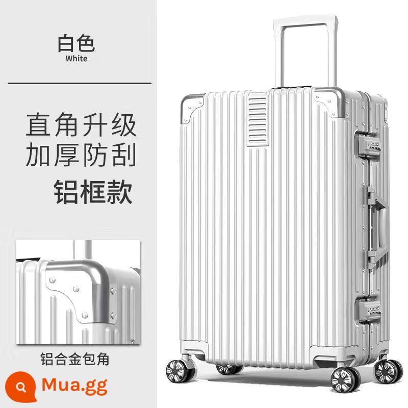 Shunfeng phổ bánh xe vali 20 inch nữ và nam học sinh khung nhôm trường hợp xe đẩy sức chứa lớn vali da vali vali - Màu trắng ngà-Góc phải-Khung nhôm (Bìa hộp gửi + Sticker)