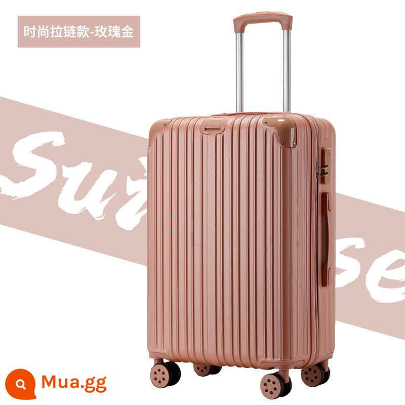 Shunfeng phổ bánh xe vali 20 inch nữ và nam học sinh khung nhôm trường hợp xe đẩy sức chứa lớn vali da vali vali - Dây kéo vàng hồng 1602 kiểu (đi kèm nắp hộp + decal)