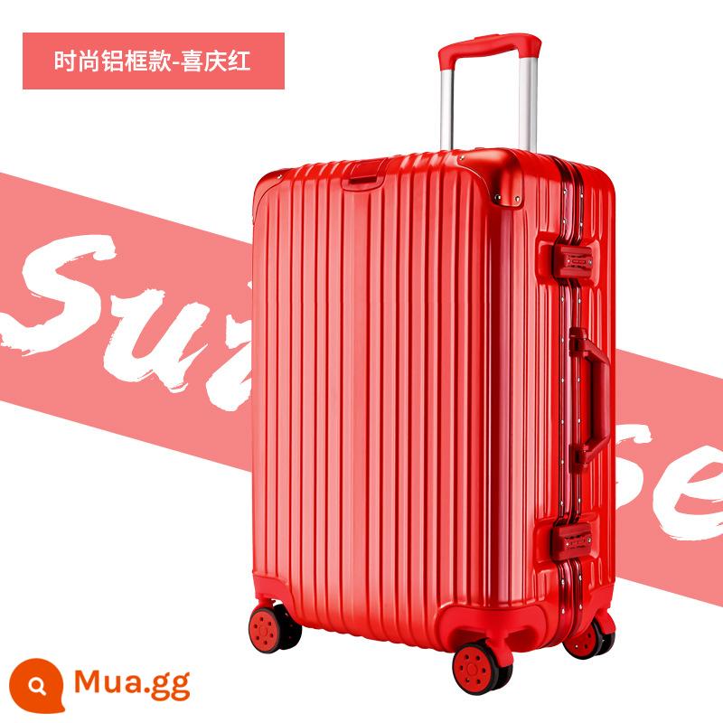 Shunfeng phổ bánh xe vali 20 inch nữ và nam học sinh khung nhôm trường hợp xe đẩy sức chứa lớn vali da vali vali - Mẫu khung nhôm 631 màu đỏ lễ hội (có kèm nắp hộp + decal)