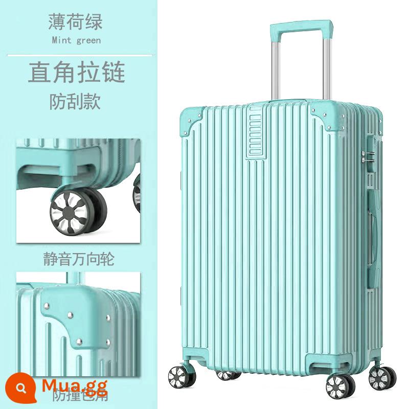 Shunfeng phổ bánh xe vali 20 inch nữ và nam học sinh khung nhôm trường hợp xe đẩy sức chứa lớn vali da vali vali - Màu xanh bạc hà-kiểu khóa kéo góc phải (đi kèm nắp hộp + decal)