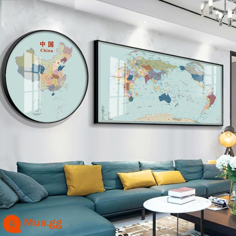 Trung Quốc bản đồ thế giới hình tròn tranh trang trí phòng khách lớn sofa nền bức tranh tường văn phòng sếp bản đồ treo tranh - Bản đồ Trung Quốc (tiếng Trung) + Bản đồ thế giới (tiếng Trung)