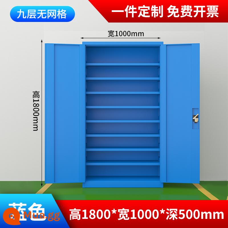 Bảo trì xưởng tủ công cụ phần cứng hạng nặng với ngăn kéo đai sắt hai cửa sửa chữa ô tô tủ khóa đa chức năng - Tấm dày chín lớp không có lưới treo (màu xanh)