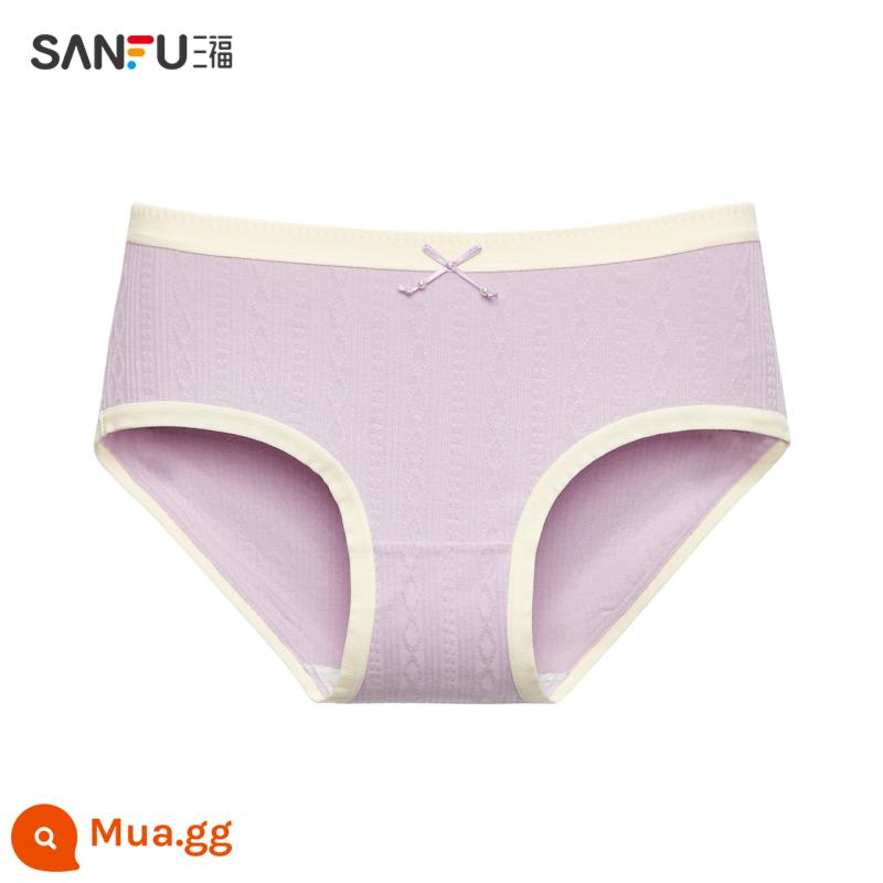 Quần lót hông lưng thấp Sanfu dệt hoa văn cotton cho bé cotton kháng khuẩn đáy quần nửa ống quần 463871 - tím nhạt