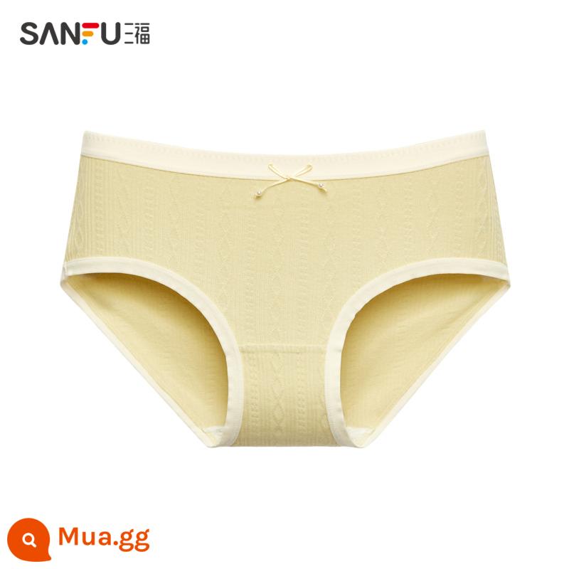 Quần lót hông lưng thấp Sanfu dệt hoa văn cotton cho bé cotton kháng khuẩn đáy quần nửa ống quần 463871 - vàng nhạt