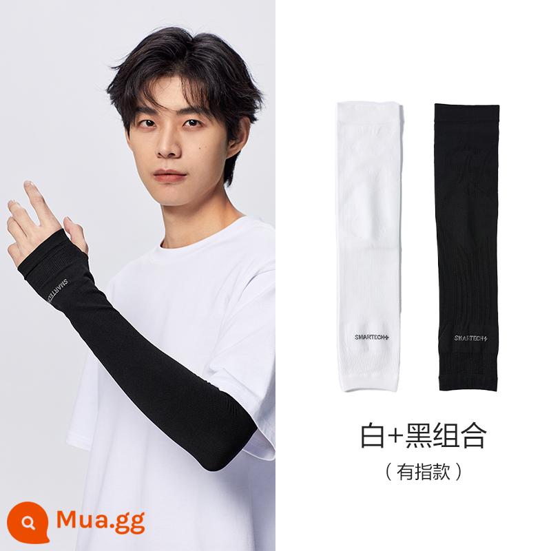 Semir chống nắng tay nam mùa hè mỏng chống tia UV lái xe che nắng du lịch ngoài trời băng lụa bảo vệ cánh tay băng tay nữ - Tông màu đen trắng (ám chỉ hai cặp)