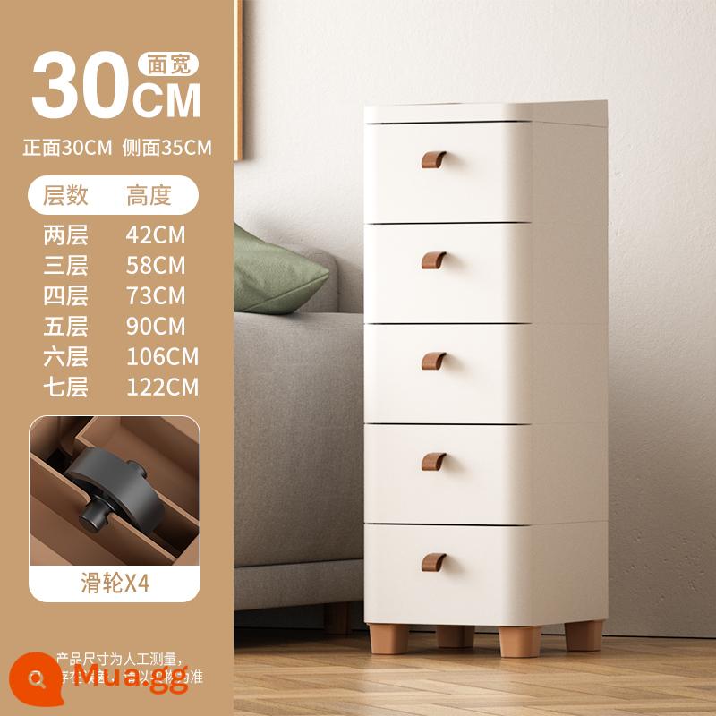 18/25/30cm khoảng cách hẹp bên tủ khoảng cách ngăn kéo tủ bảo quản bột phòng kệ bếp tủ đầu giường - Chiều rộng 30CM - phiên bản mở rộng [tay cầm bằng da] chân cao có ròng rọc