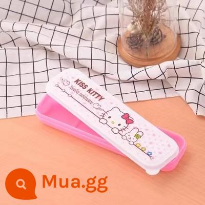 Sinh Viên Hộp Dao Kéo Bảo Quản Hộp Trống Hộp Cơm Đũa Hộp Di Động Mang Ra Du Lịch Trẻ Em Hộ Gia Đình Thìa Đơn - hộp đựng dao kéo mèo [size 20,7 * 5,4 * 2,6] nguyên liệu rơm lúa mì