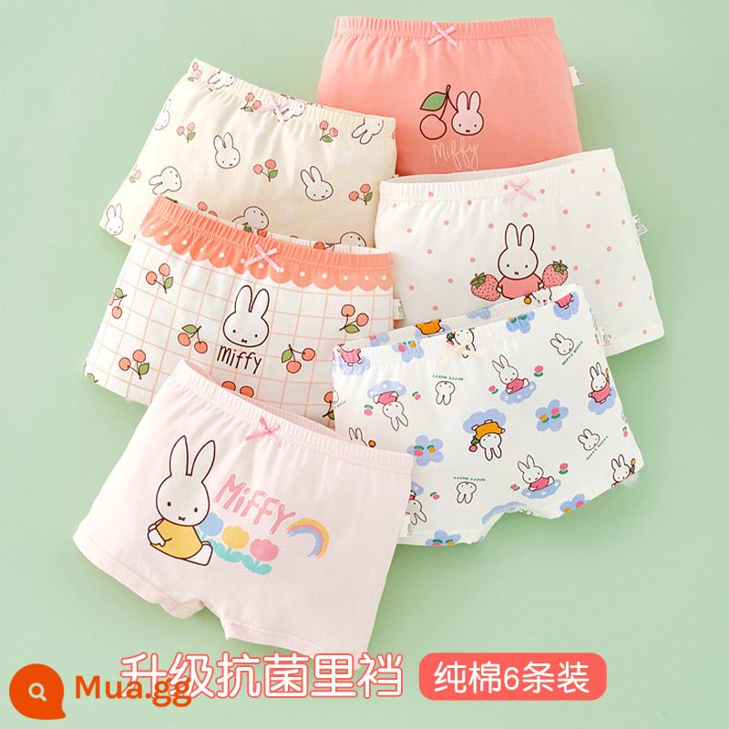 Quần lót trẻ em bé gái cotton boxer bé gái tam giác vuông quần đùi cotton bé gái bé gái quần lót 100% - Miffy 781+7030 kiểu boxer (6 miếng cotton nguyên chất kháng khuẩn)