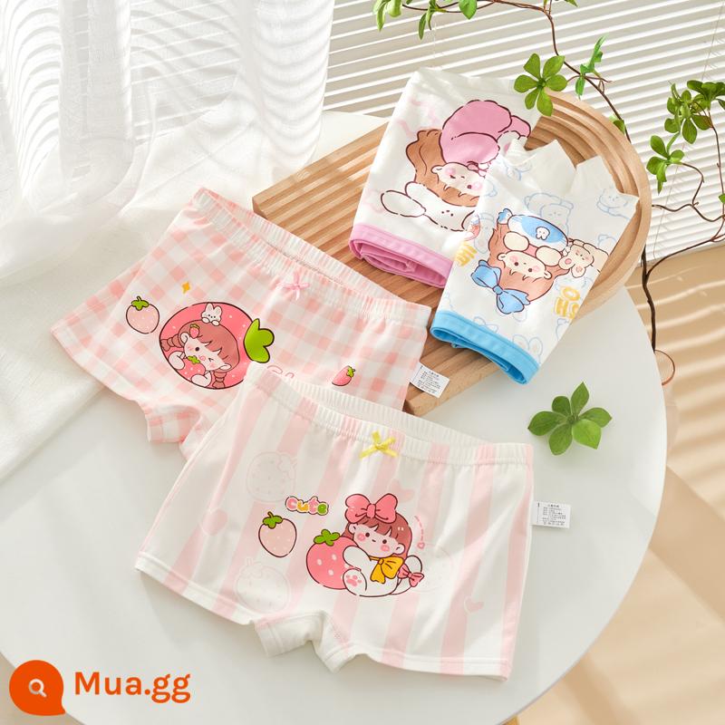 Quần lót trẻ em bé gái cotton boxer bé gái tam giác vuông quần đùi cotton bé gái bé gái quần lót 100% - 7060+7062 (Cotton kháng khuẩn nguyên chất 4 miếng)