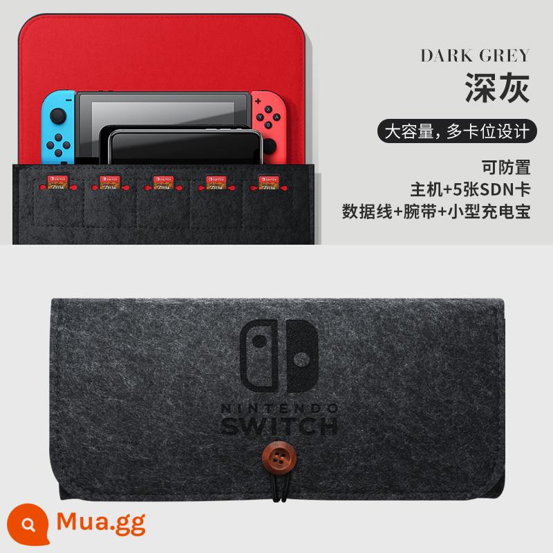 Túi lưu trữ Nintendo Switch ns phụ kiện ngoại vi trường hợp bảo vệ switchlite xử lý trường hợp bảo vệ di động vỏ cứng bảng điều khiển trò chơi trường hợp mềm máy chủ cảm thấy túi thẻ trò chơi băng hộp lưu trữ đi lại - túi đựng đồ nỉ switch [xám đậm] đi kèm màng cường lực + nắp đậy