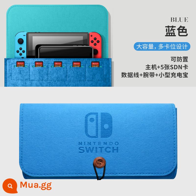 Túi lưu trữ Nintendo Switch ns phụ kiện ngoại vi trường hợp bảo vệ switchlite xử lý trường hợp bảo vệ di động vỏ cứng bảng điều khiển trò chơi trường hợp mềm máy chủ cảm thấy túi thẻ trò chơi băng hộp lưu trữ đi lại - túi đựng đồ nỉ Switch [xanh] đi kèm màng cường lực + nắp đậy