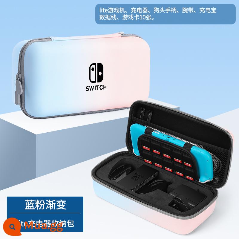 Túi lưu trữ switch chính thức Vỏ bảo vệ Nintendo switcholed dung lượng lớn máy chơi game ns xách tay hộp cassette hộp chính oled switchlite trọn bộ phụ kiện tay cầm lite cứng - Túi đựng Lite [gradient màu xanh và hồng ★ có thể đựng bộ sạc + tay cầm] không có chân đế