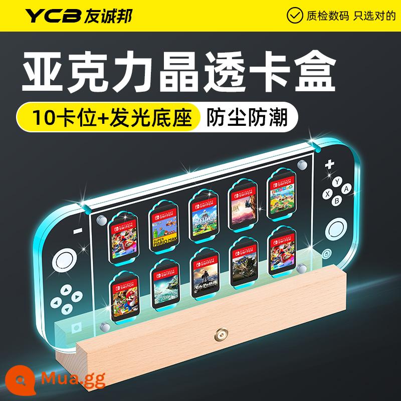 Youchenbang Switch hộp lưu trữ băng cassette Hộp đựng thẻ Nintendo ns trong suốt bằng nhựa acrylic trong suốt trò chơi màn hình oled mini túi đựng thẻ từ giá sáng tạo từ tính hộp đựng thẻ trò chơi túi dung lượng lớn túi vỏ bảo vệ bộ phụ kiện - 10 ngăn đựng thẻ ★ Hộp đựng thẻ trong suốt + đế dạ quang ★ 11 hiệu ứng ánh sáng màu √ Dễ dàng lấy và đặt