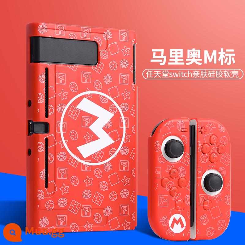 Vỏ bảo vệ Nintendo Switch Vỏ tay cầm switcholed vỏ silicon mềm cho máy trò chơi ns Vỏ silicon vỏ màn hình oled riêng biệt vỏ cứng hai mảnh trong suốt tích hợp máy bay chiến đấu phản lực 3 phụ kiện - Công tắc [Vỏ mềm silicon thân thiện với da tiêu chuẩn Mario M★có nút bảo vệ] đi kèm với màng + nắp