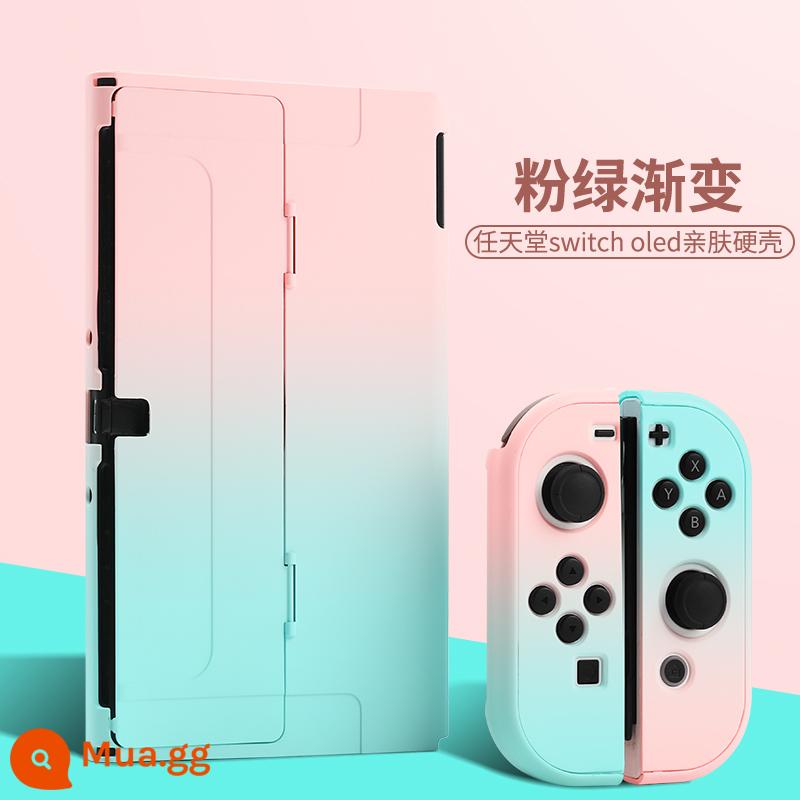 Vỏ bảo vệ Nintendo Switch Vỏ tay cầm switcholed vỏ silicon mềm cho máy trò chơi ns Vỏ silicon vỏ màn hình oled riêng biệt vỏ cứng hai mảnh trong suốt tích hợp máy bay chiến đấu phản lực 3 phụ kiện - switchol [vỏ cứng thân thiện với da màu xanh hồng] màng + nắp miễn phí