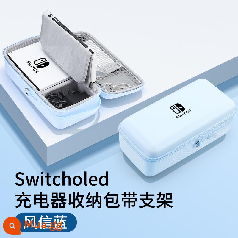 Túi lưu trữ switch chính thức Vỏ bảo vệ Nintendo switcholed dung lượng lớn máy chơi game ns xách tay hộp cassette hộp chính oled switchlite trọn bộ phụ kiện tay cầm lite cứng - Túi đựng đồ Oled [xanh lục bình★có thể đựng bộ sạc + đế] tích hợp chân đế