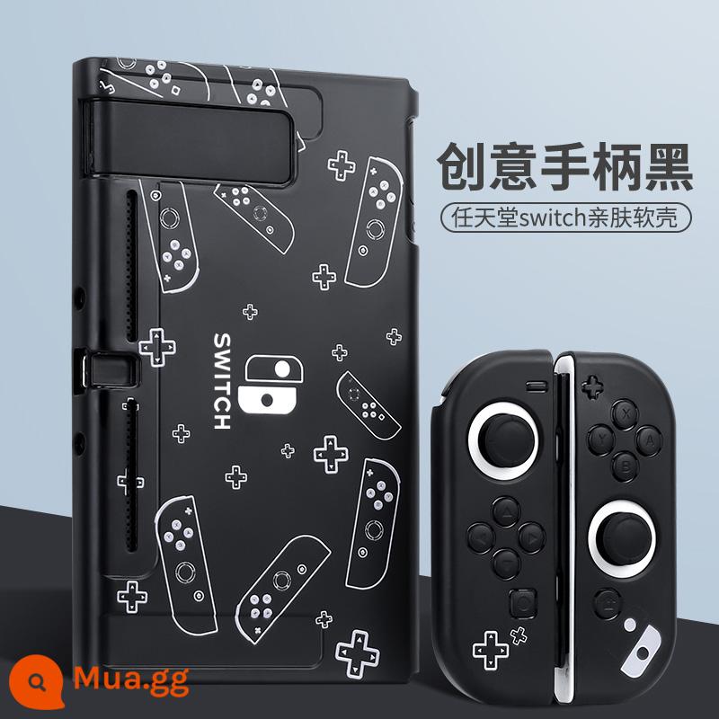 Vỏ bảo vệ Nintendo Switch Vỏ tay cầm switcholed vỏ silicon mềm cho máy trò chơi ns Vỏ silicon vỏ màn hình oled riêng biệt vỏ cứng hai mảnh trong suốt tích hợp máy bay chiến đấu phản lực 3 phụ kiện - Công tắc [Tay cầm sáng tạo, vỏ mềm silicon thân thiện với da màu đen] đi kèm màng + nắp