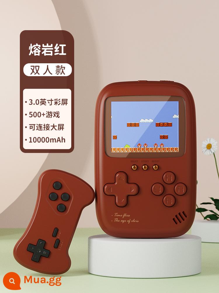 2023 mới máy chơi game cổ bao phủ lòng bàn tay nỗi nhớ thời thơ ấu kiểu cũ super psp Marie Tetris đôi cổ điển mini nhỏ cầm tay sạc điện thoại di động cho trẻ em - [Lava Red] Bộ sạc di động 500 trong 1 cho hai người ★ 10.000 mAh ★ Cáp AV 3 mét