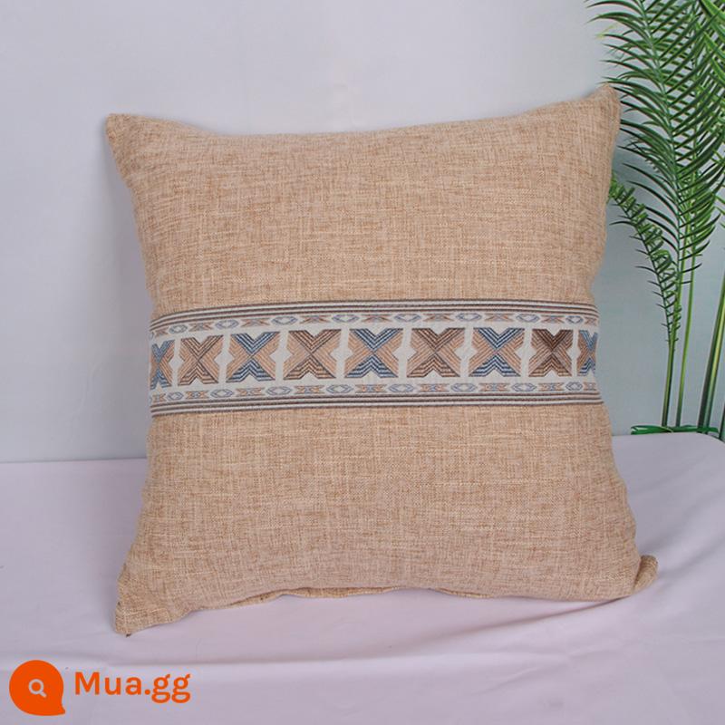 Mới phong cách Trung Quốc cotton linen sofa gối hiện đại tối giản gối ghế đệm thêu thắt lưng gối đầu giường tựa lưng lớn với lõi - Màu nâu nhạt kim cương