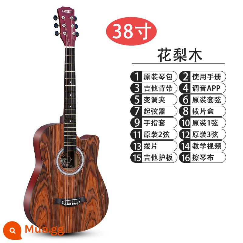 Học sinh mới bắt đầu chơi guitar 41 inch bảng đơn 38 inch dành cho người mới bắt đầu thực hành học sinh nam và nữ piano trình độ đầu vào nhạc cụ guitar acoustic dân gian - Gỗ cẩm lai 38 inch [veneer] + bộ phụ kiện đầy đủ