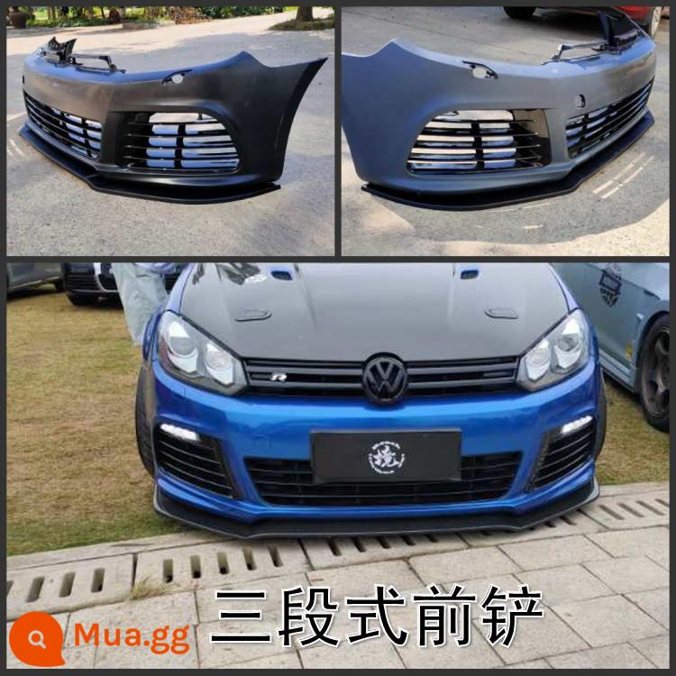 Golf 6gti sửa đổi r20 cản trước cản sau phía trước xẻng bên váy giữa lưới phía trước cản trước golf 6R bao quanh lớn - Xẻng ba tầng phía trước màu đen bóng