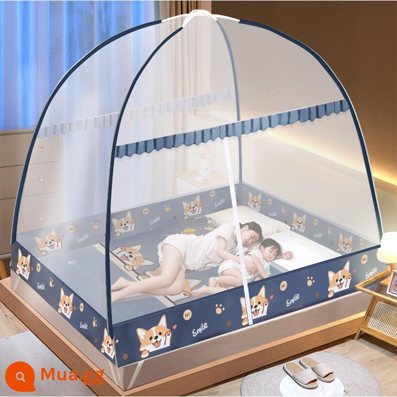 2021 mới yurt màn chống muỗi phòng ngủ gia đình không cần lắp đặt ký túc xá sinh viên gấp chống ngã trẻ em 2022 cao cấp - Tặng kèm thảm mát - chân ngắn [mẫu mới toanh 23 năm]