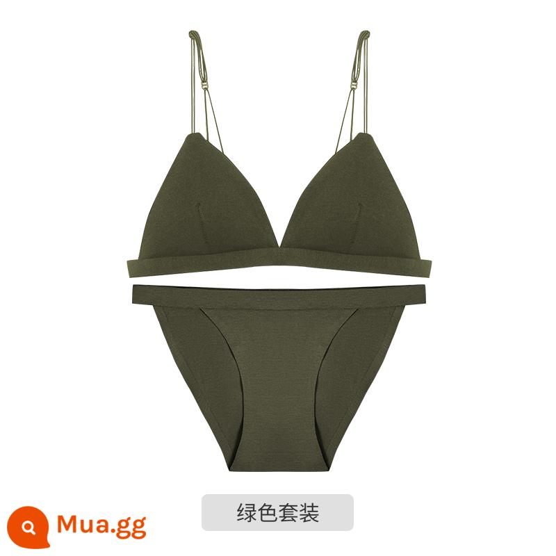 Tam giác Pháp Cuppless Beauty Back underwear Women Women Win -thin sex sexy Dậu lớn cho thấy ngực nhỏ không có cốc trống rỗng - Màu xanh lá cây [bộ]