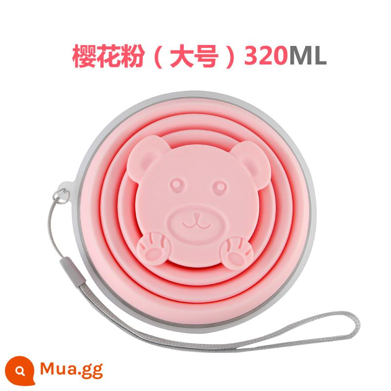 Lừa bắt nạt silicone gấp cốc du lịch cắm trại ngoài trời cấp thực phẩm silicone gấp cốc nước di động nước súc miệng chịu nhiệt độ cao - Bột hoa anh đào 320ML