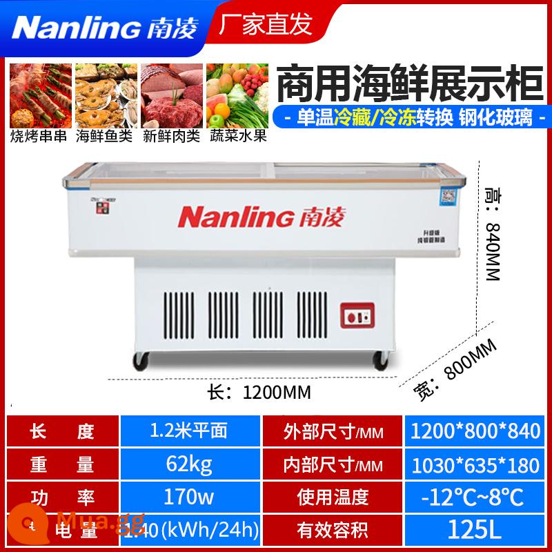 Nanling tủ đông thương mại nằm ngang giữ lạnh tươi thịt nướng tủ trưng bày tủ lạnh hải sản đông lạnh tủ đặt hàng ống đồng - Mặt phẳng 1200*800*840 (thấp tới -12oC)