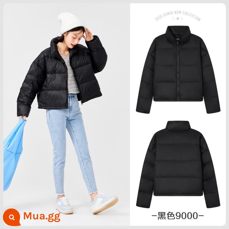 Áo khoác Semir down jacket nữ ngắn màu đen công nghệ kháng khuẩn ấm áp mùa đông 2021 mới oversize cổ đứng áo khoác dày - đen 9000