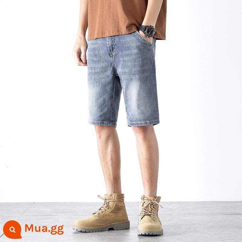 Quần short denim năm điểm phiên bản Hàn Quốc của lỗ rộng mỏng mùa hè mỏng phần bảy điểm quần âu retro cỡ lớn hợp thời trang - 277 màu xanh