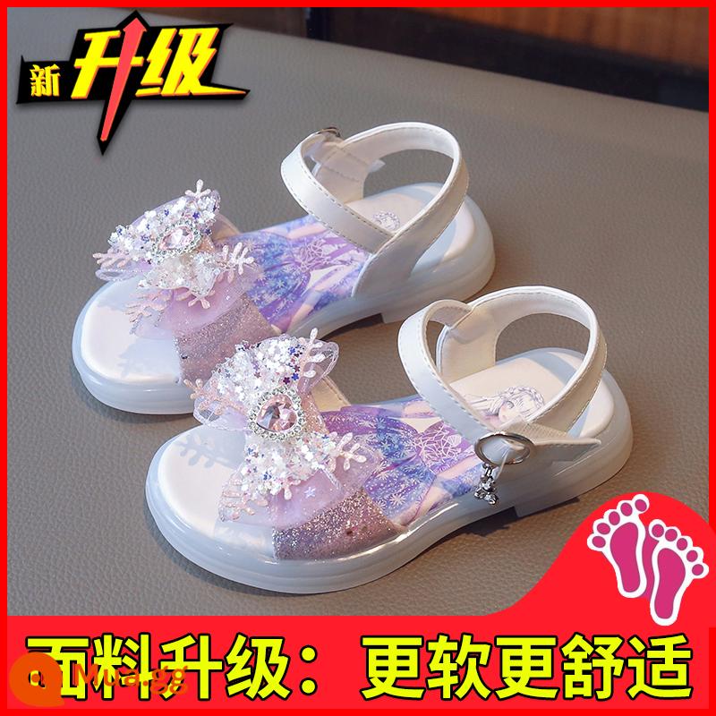 2023 Fried Street Giày Sandal Bé Gái Trung Và Lớn Thời Trang Bé Trai Phong Cách Phương Tây Bé Gái Aisha Giày Công Chúa Phong Cách Mùa Hè Trọng Lượng Nhẹ Jelly đáy - Nâng cấp màu tím