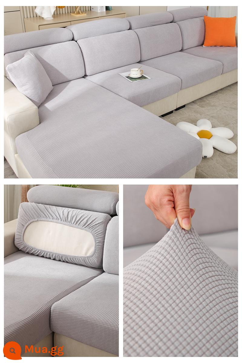 Đàn hồi đàn hồi mũ tắm bọc ghế sofa bao gồm tất cả phổ quát dựa vào vỏ bảo vệ bằng vải tựa đầu bàn đạp chân đệm xốp đơn giản - Ngô dày màu xám nhạt Mũ màu xám nhạt