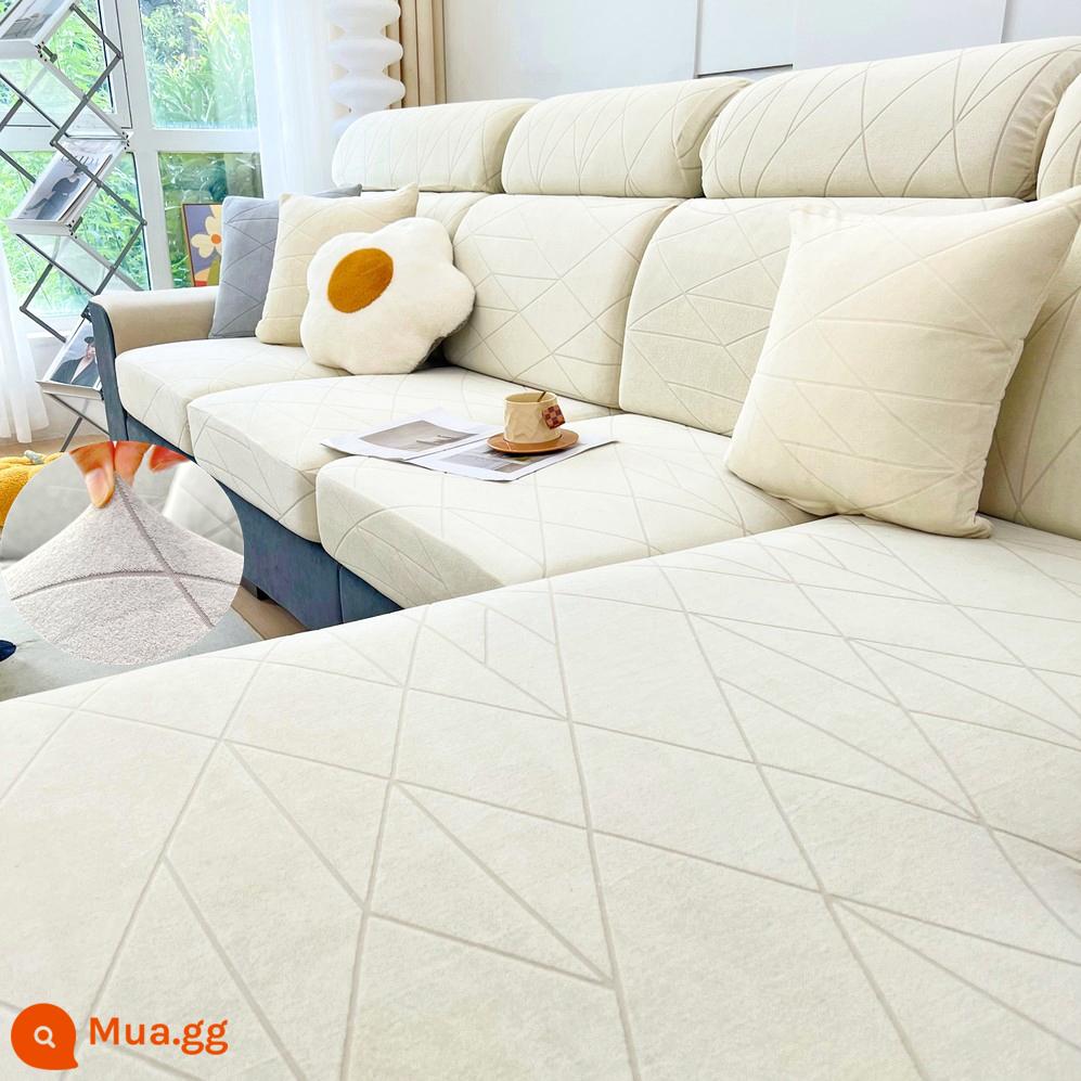 Đàn hồi đàn hồi mũ tắm bọc ghế sofa bao gồm tất cả phổ quát dựa vào vỏ bảo vệ bằng vải tựa đầu bàn đạp chân đệm xốp đơn giản - Nắp trắng gạo Jianxi dày