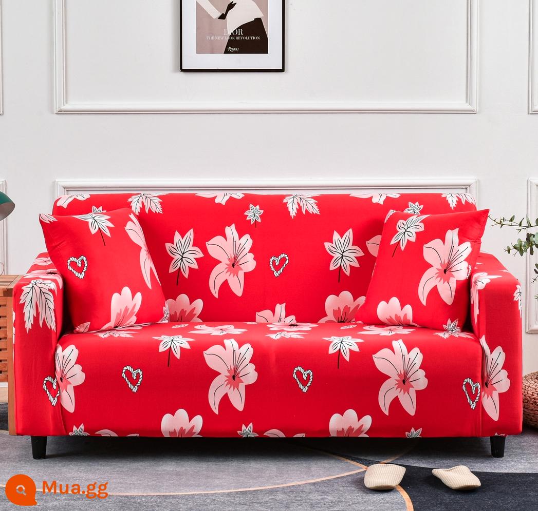 Ghế sofa đàn hồi bốn mùa bao gồm tất cả bao gồm phổ quát miếng lót khăn một kiểu cũ của Mỹ phong cách bohemian retro bọc vải - Hoa hồng đỏ với màu sắc dễ chịu