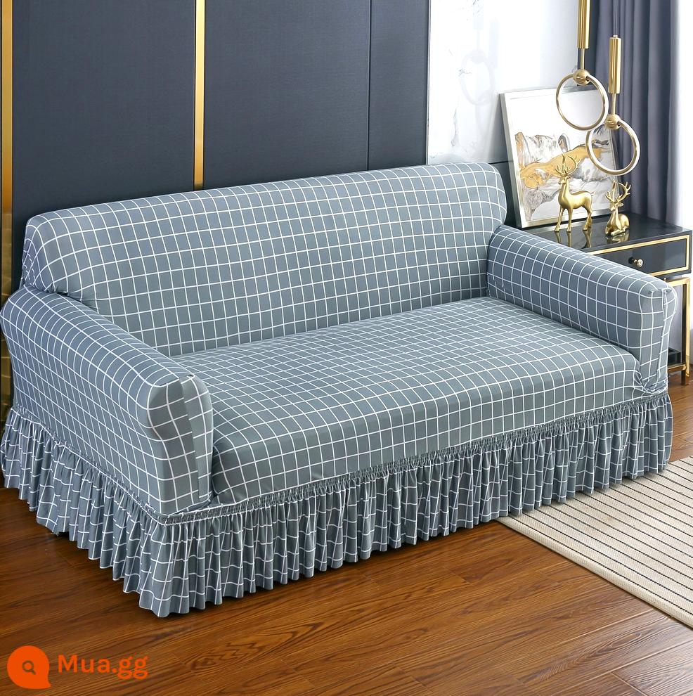 Váy co giãn bốn mùa bọc ghế sofa bao gồm tất cả bao gồm phổ quát bao da kiểu cũ một hai ba bốn người đệm vải - viền phong cách thành phố